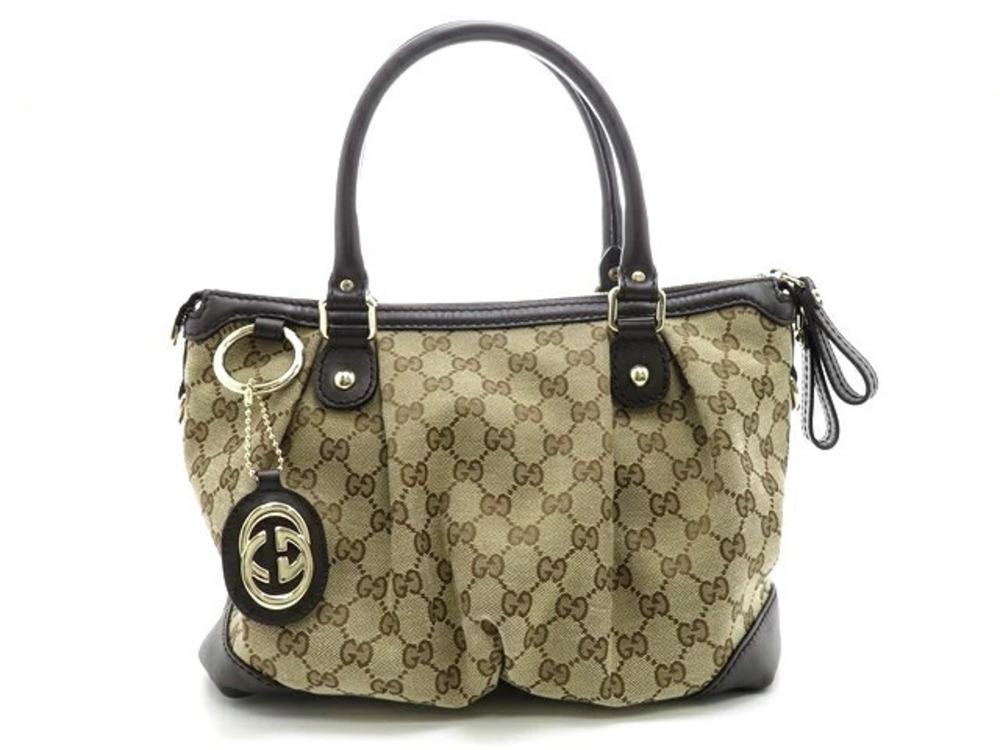 Gucci handbag Gucci Guccissima GG canvas leather Beige Cream brown